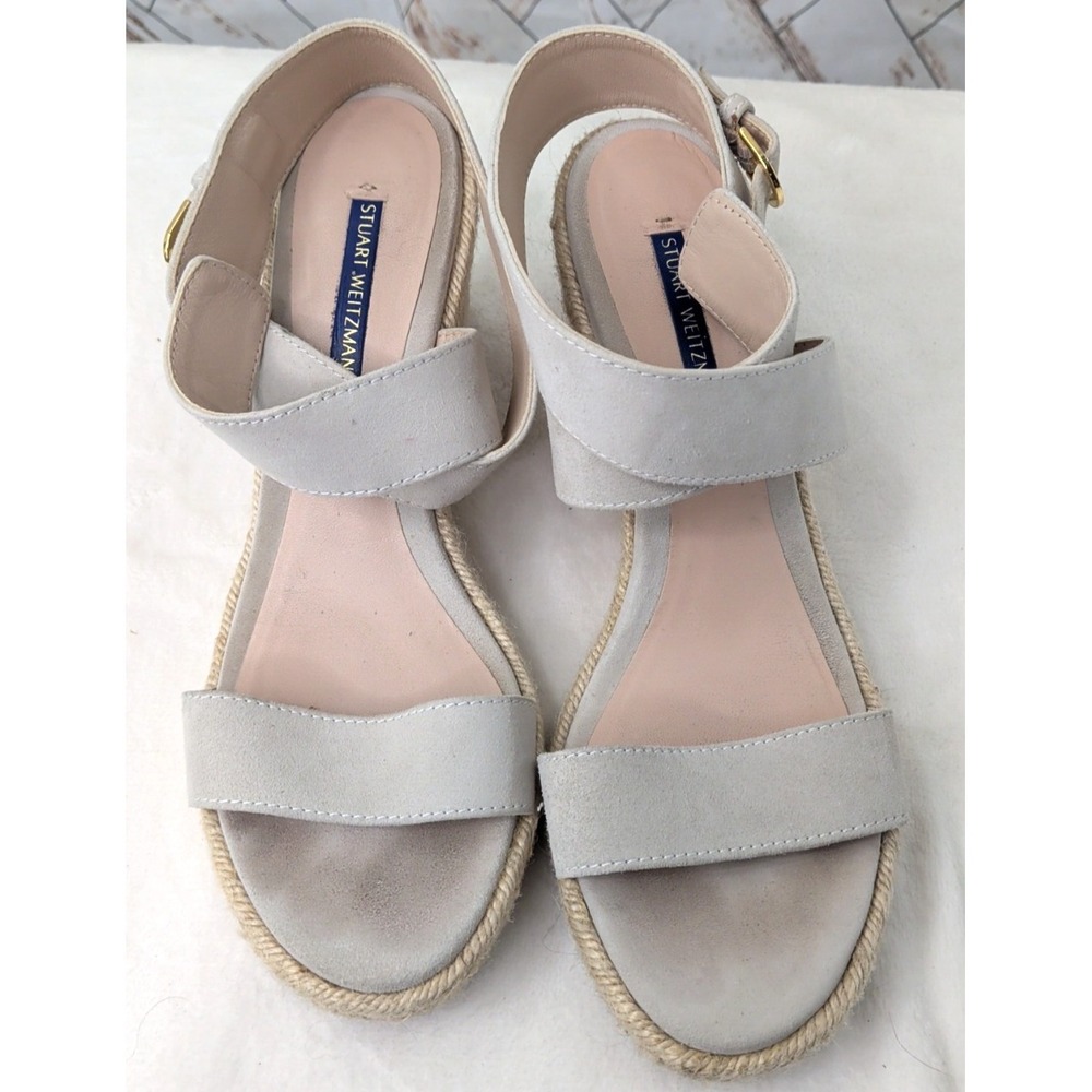 Stuart Weitzman‎ Light Gray Suede Strap Espadrille